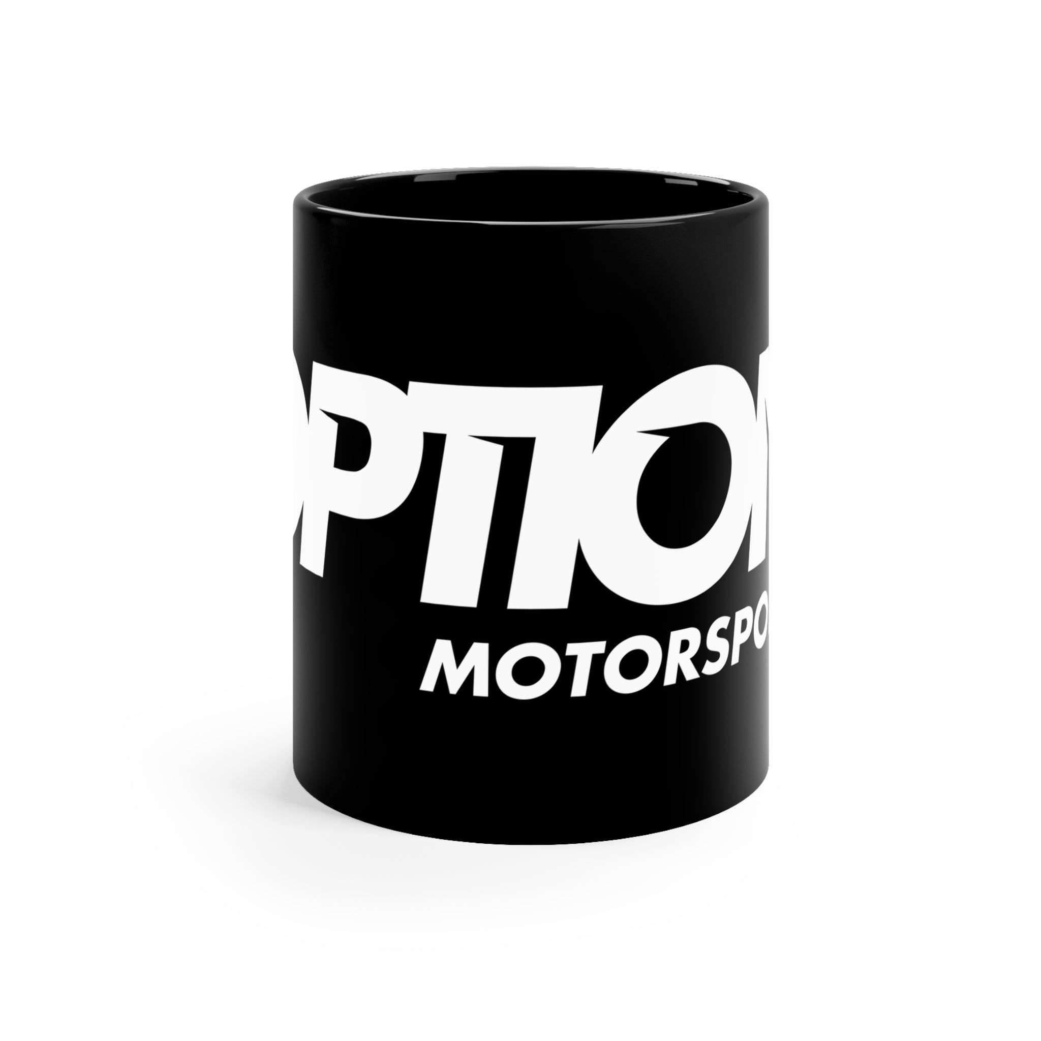 Option Logo Black Coffee Mug, 11oz