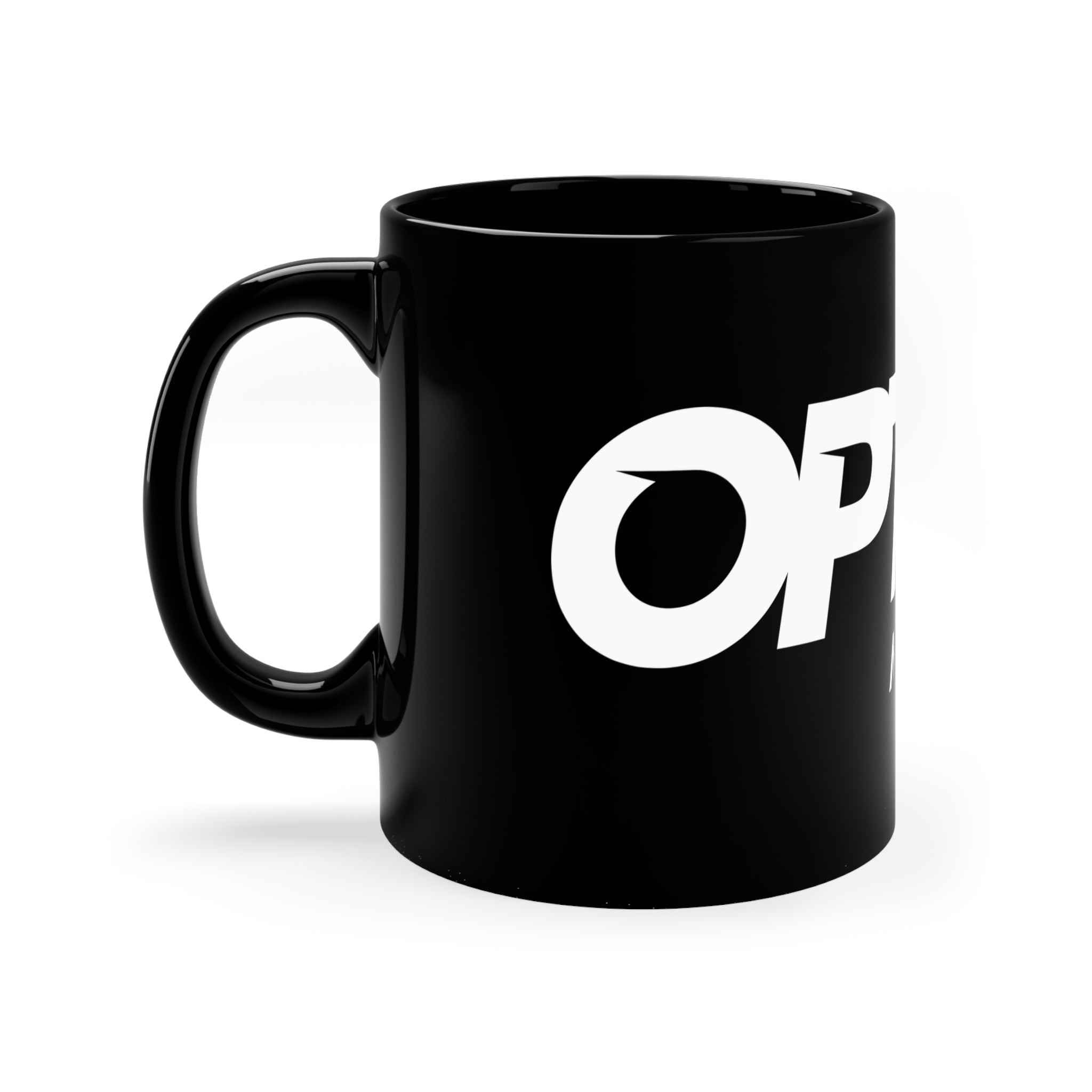 Option Logo Black Coffee Mug, 11oz