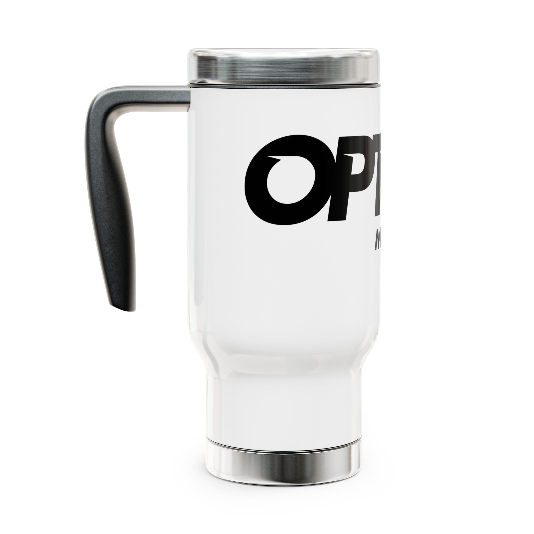 Option Logo Stainless Steel Travel Mug with Handle, 14oz